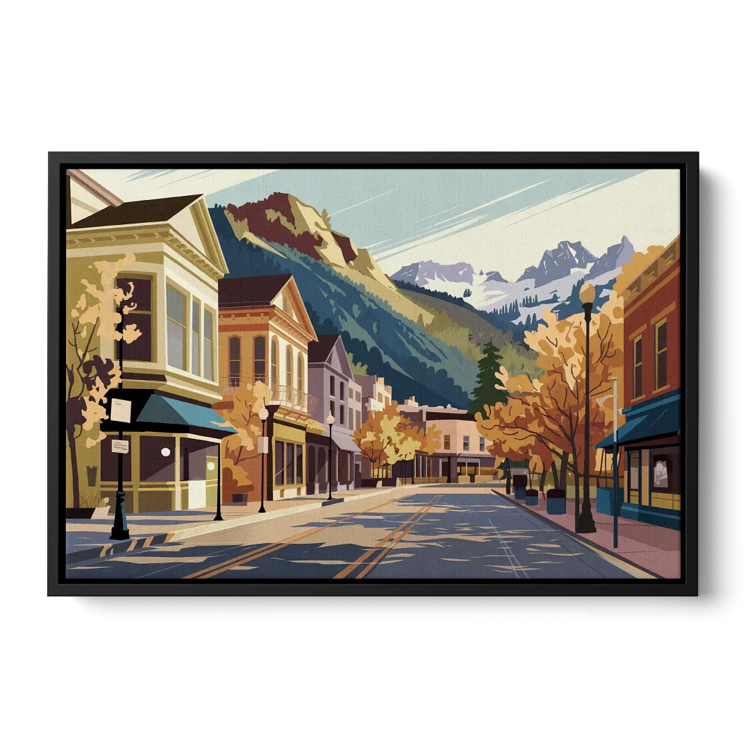 Telluride Historic Main Street Front - Black Canvas Wall Art
