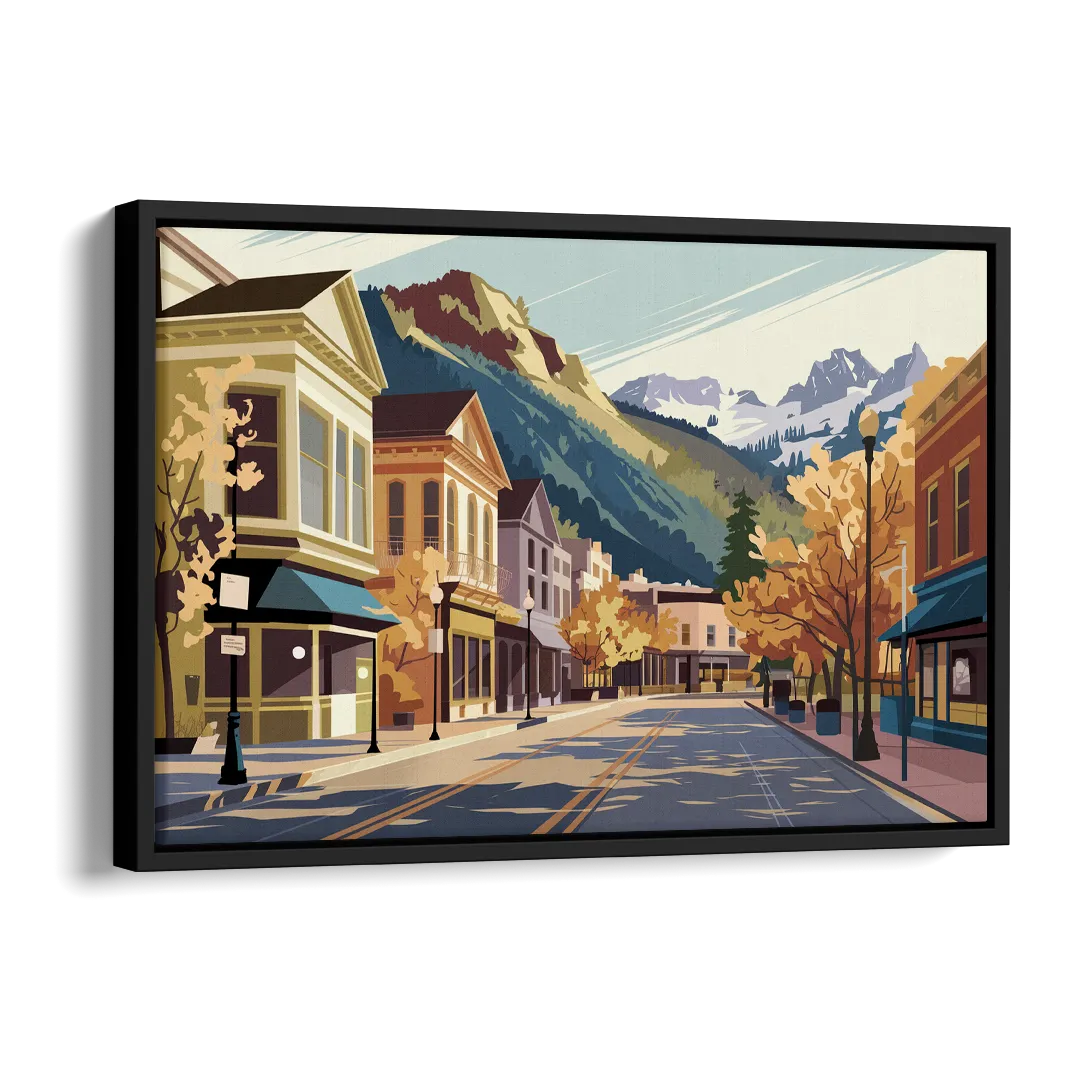 Telluride Historic Main Street Side - Black Canvas Wall Art