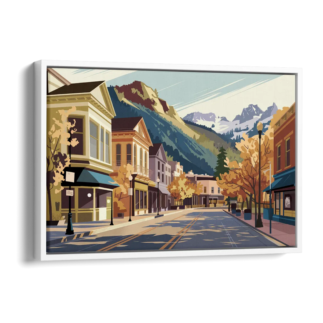 Telluride Historic Main Street Side - White Canvas Wall Art