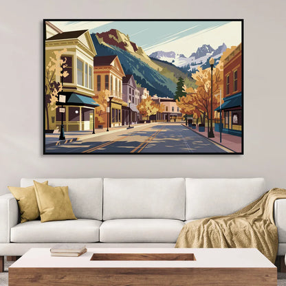 Telluride Historic Main Street Sitting Room - Black Canvas Wall Art