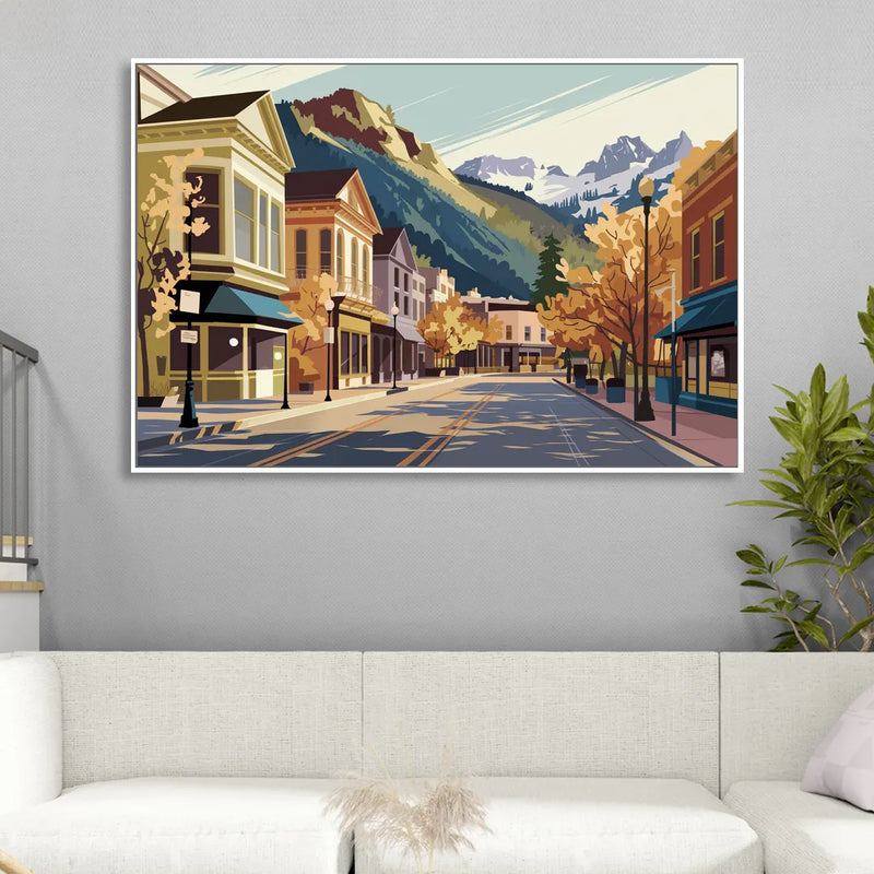Telluride Historic Main Street Living Room - White Canvas Wall Art