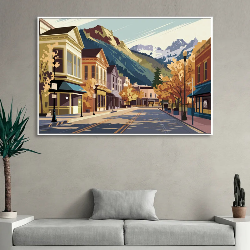 Telluride Historic Main Street Sitting Room - White Canvas Wall Art