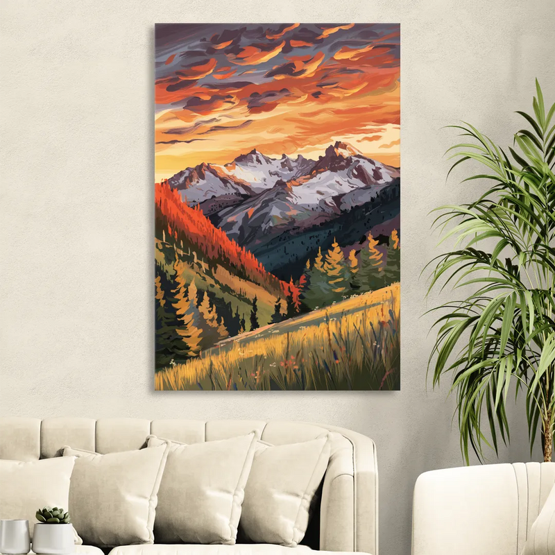 Telluride Mountain Sunset Living Room - Canvas Wall Art