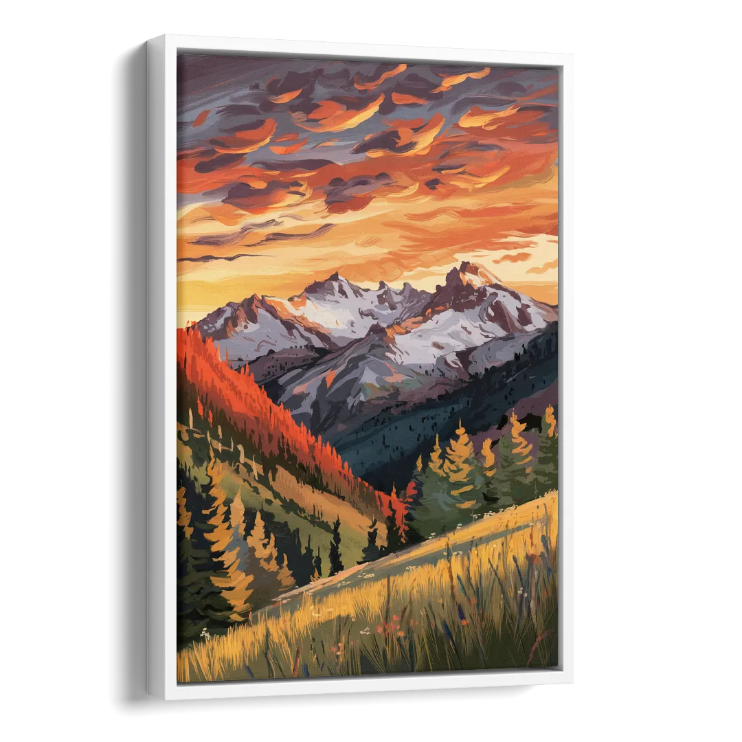 Telluride Mountain Sunset Side - White Canvas Wall Art