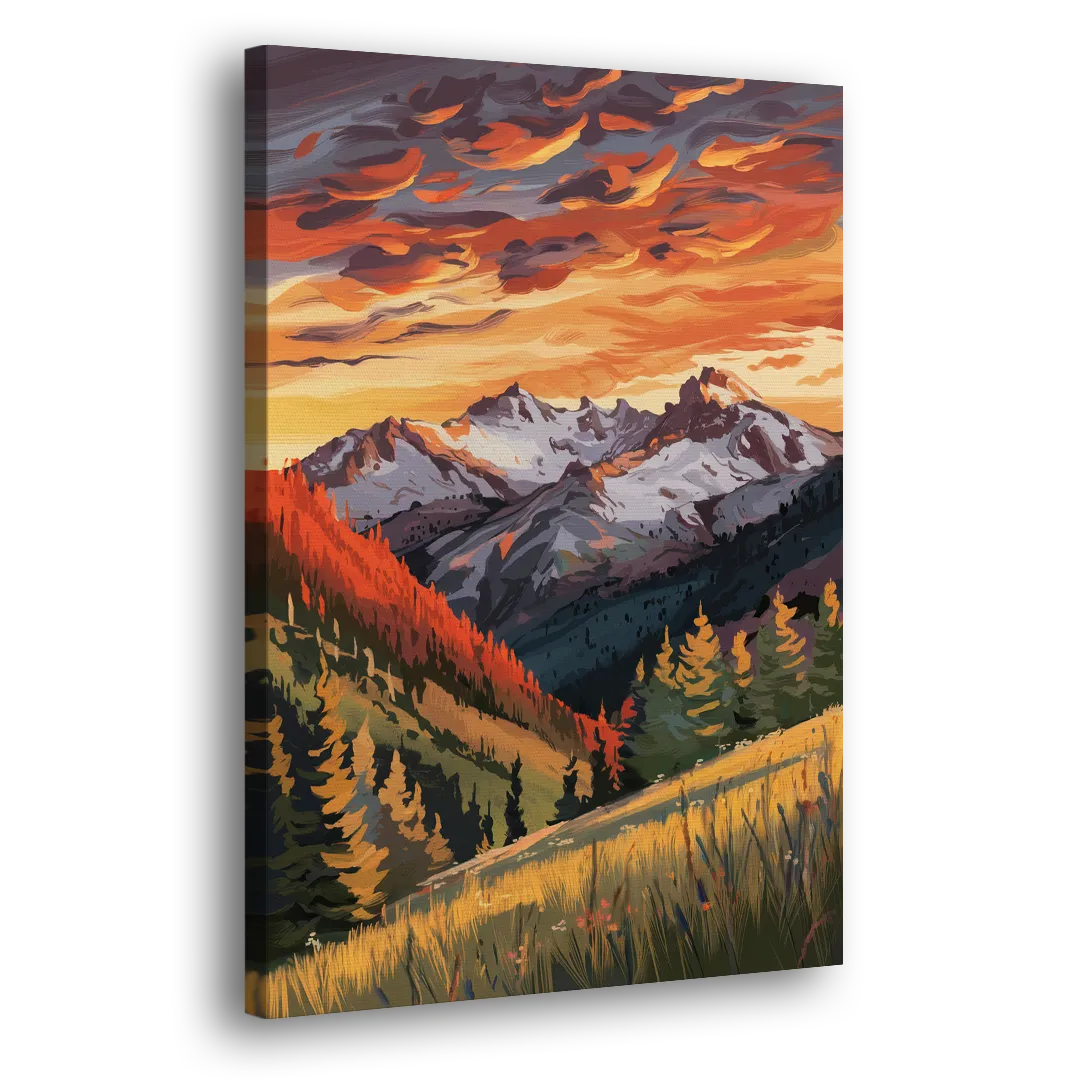 Telluride Mountain Sunset Side - Canvas Wall Art