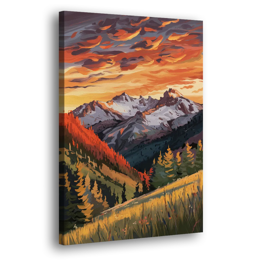 Telluride Mountain Sunset Side - Canvas Wall Art