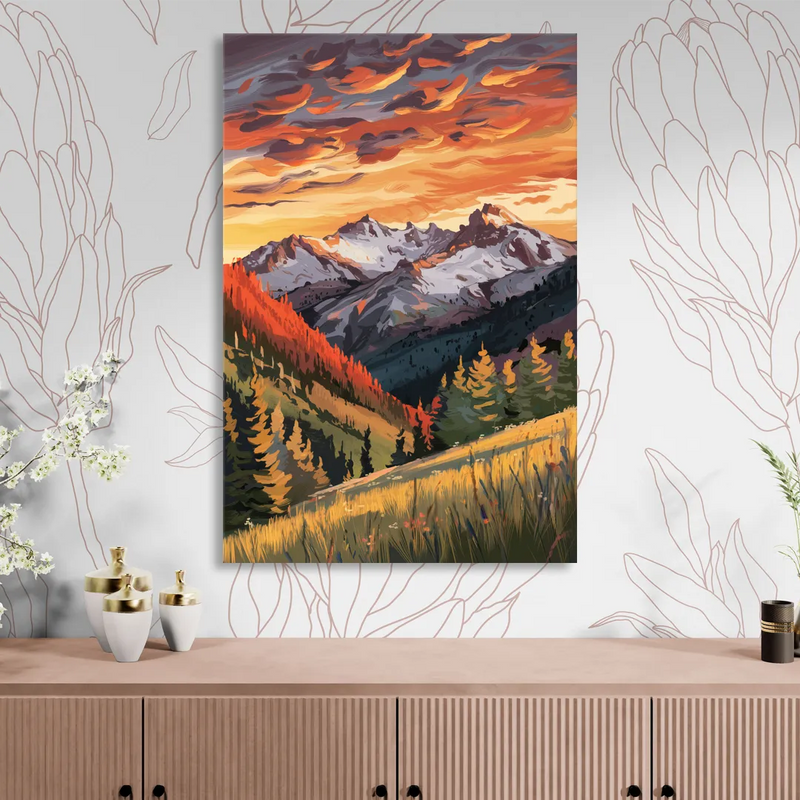 Telluride Mountain Sunset Sitting Room - Canvas Wall Art