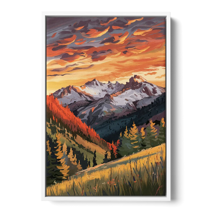 Telluride Mountain Sunset Front - White Canvas Wall Art