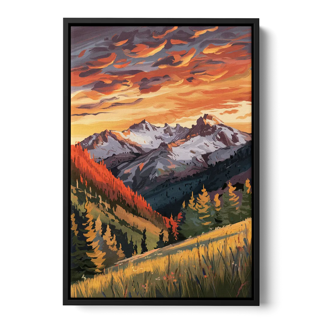 Telluride Mountain Sunset Front - Black Canvas Wall Art