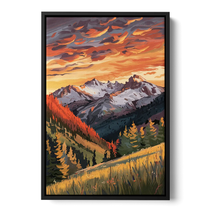 Telluride Mountain Sunset Front - Black Canvas Wall Art