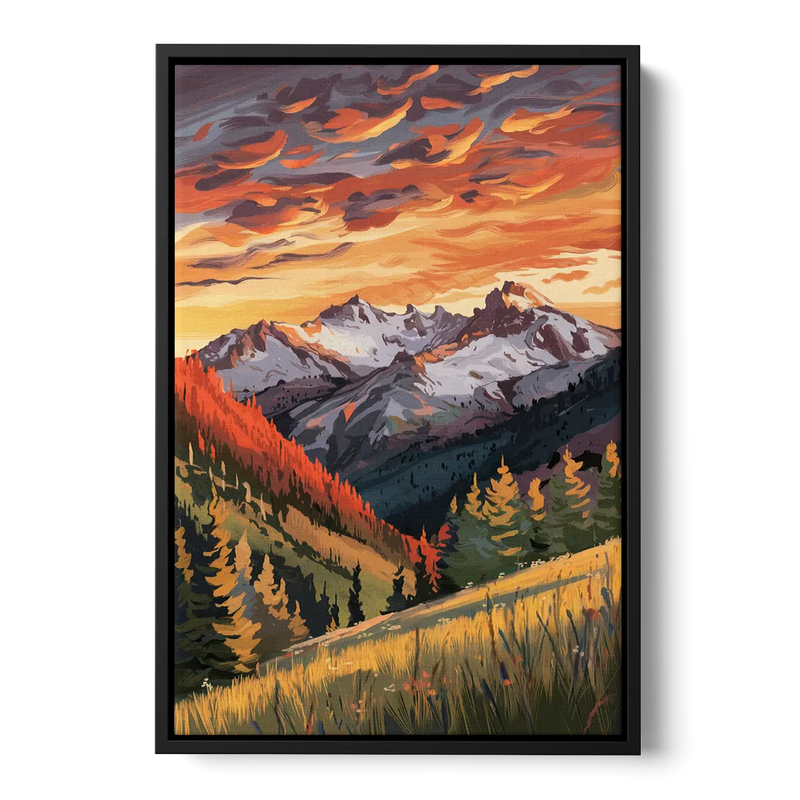 Telluride Mountain Sunset Front - Black Canvas Wall Art