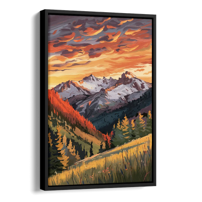 Telluride Mountain Sunset Side - Black Canvas Wall Art