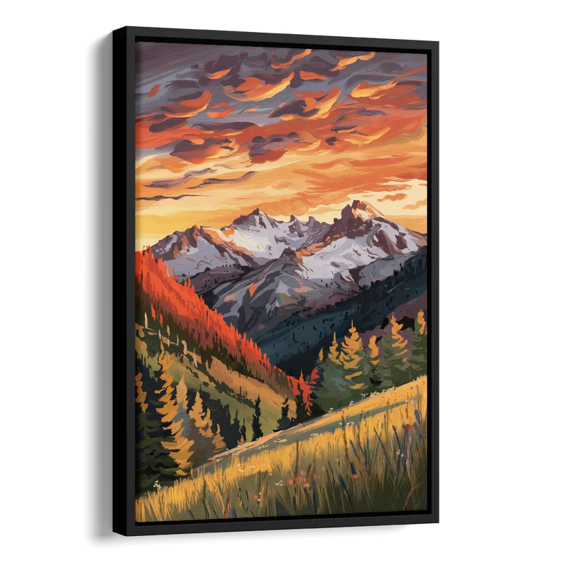 Telluride Mountain Sunset Side - Black Canvas Wall Art