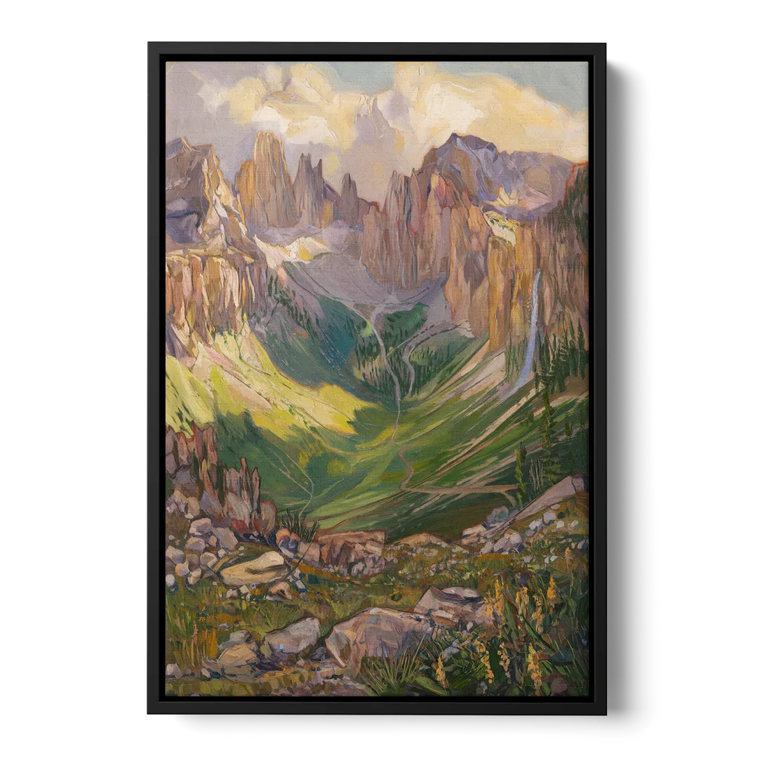 Telluride Rocky Mountain Peaks Front - Black Canvas Wall Art