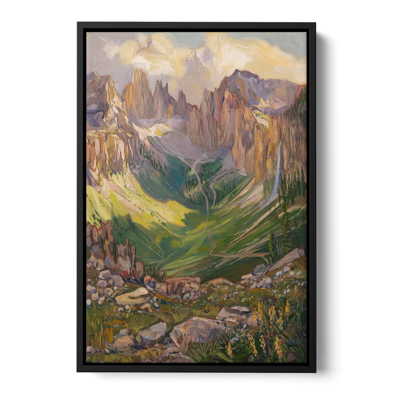 Telluride Rocky Mountain Peaks Front - Black Canvas Wall Art