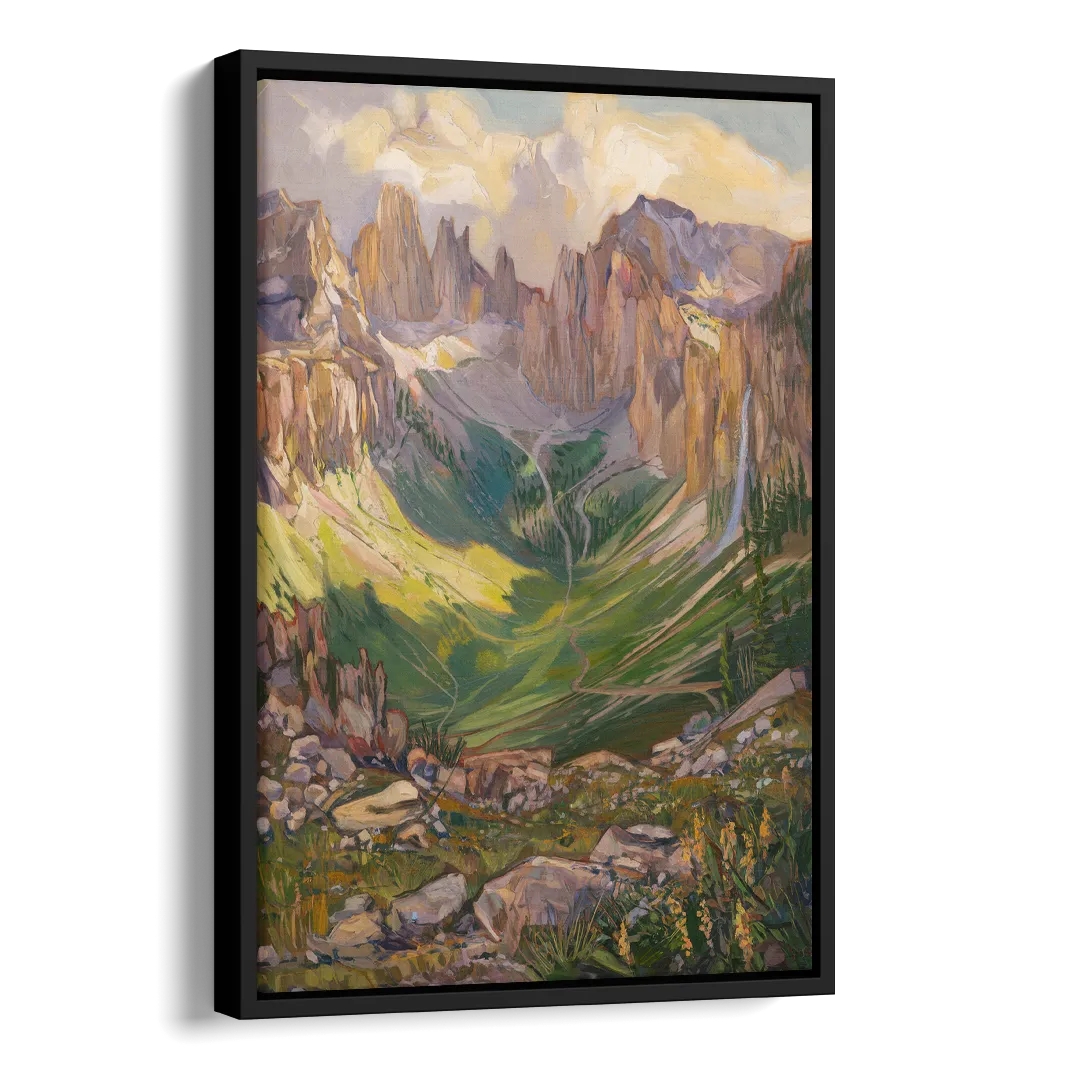 Telluride Rocky Mountain Peaks Side - Black Canvas Wall Art