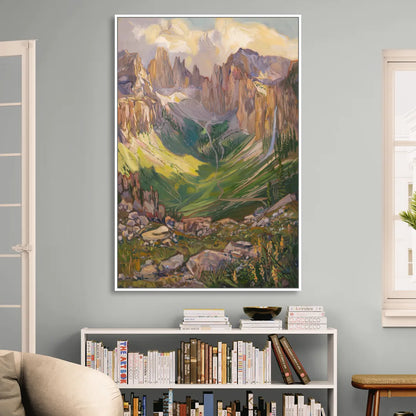 Telluride Rocky Mountain Peaks Sitting Room - White Canvas Wall Art