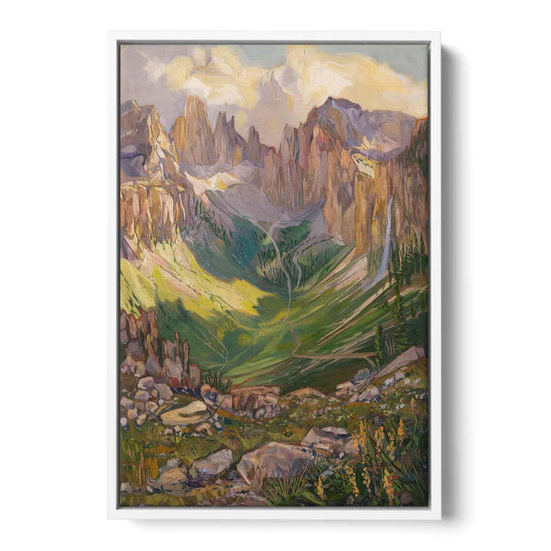 Telluride Rocky Mountain Peaks Front - White Canvas Wall Art
