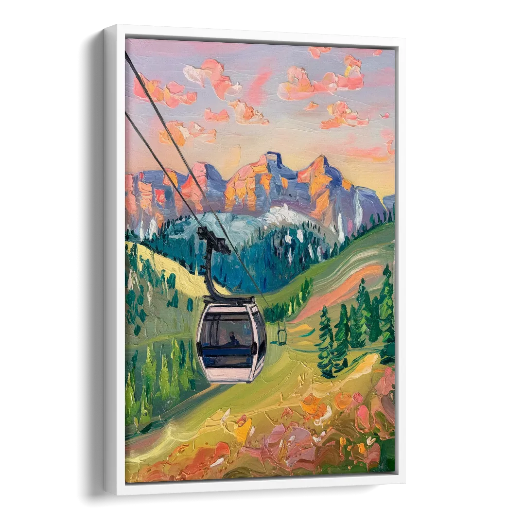 Telluride Scenic Gondola Ride Side - White Canvas Wall Art