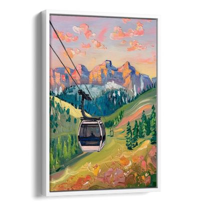 Telluride Scenic Gondola Ride Side - White Canvas Wall Art
