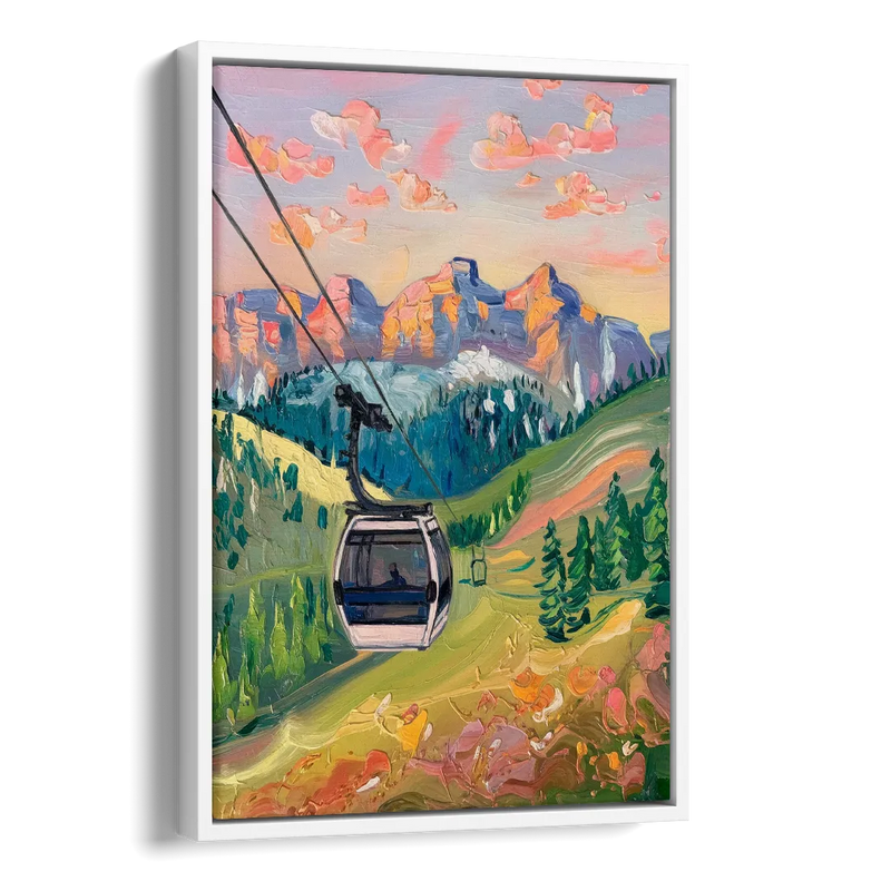 Telluride Scenic Gondola Ride Side - White Canvas Wall Art