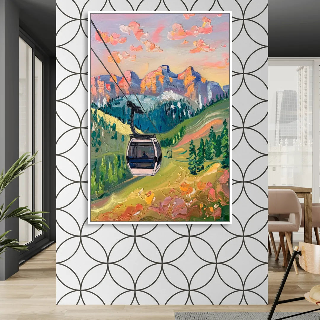 Telluride Scenic Gondola Ride Sitting Room - White Canvas Wall Art