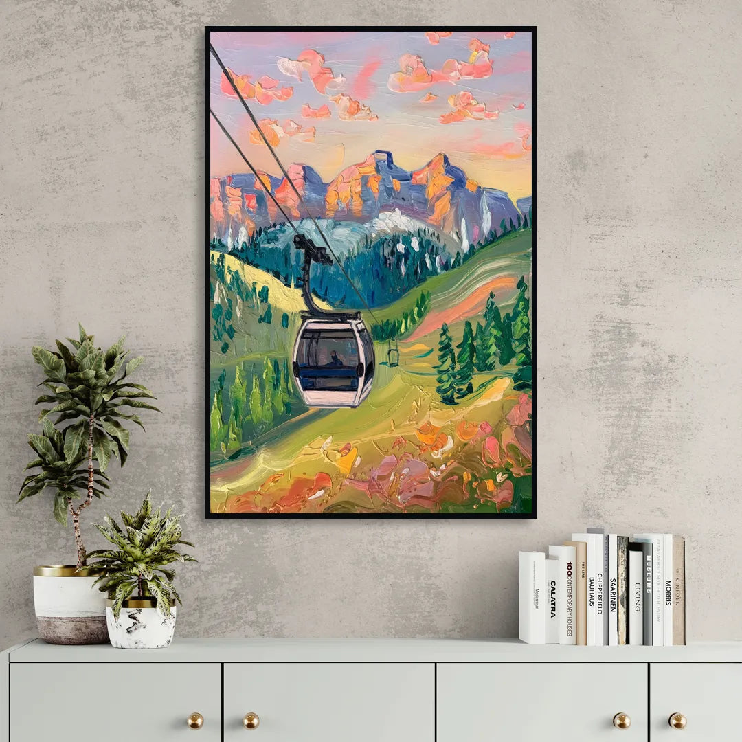 Telluride Scenic Gondola Ride Living Room - Black Canvas Wall Art