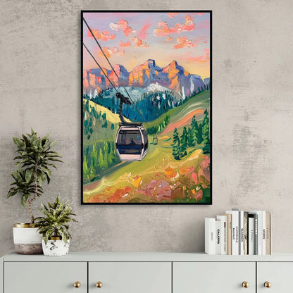 Telluride Scenic Gondola Ride Living Room - Black Canvas Wall Art