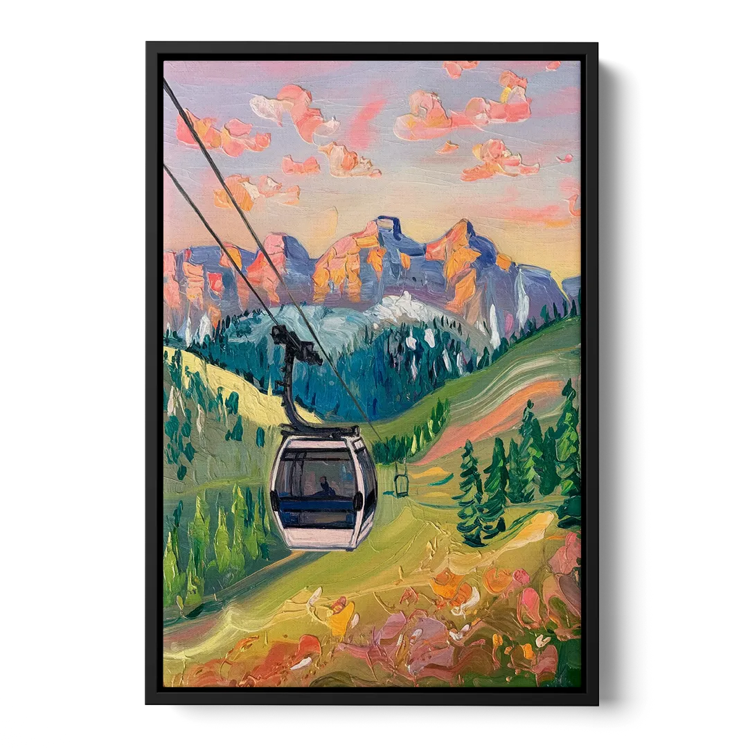Telluride Scenic Gondola Ride Front - Black Canvas Wall Art