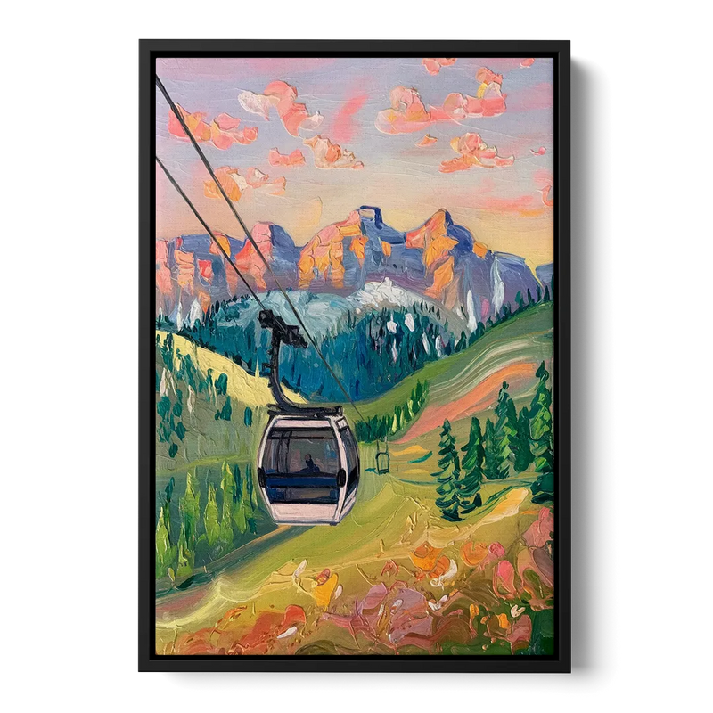 Telluride Scenic Gondola Ride Front - Black Canvas Wall Art
