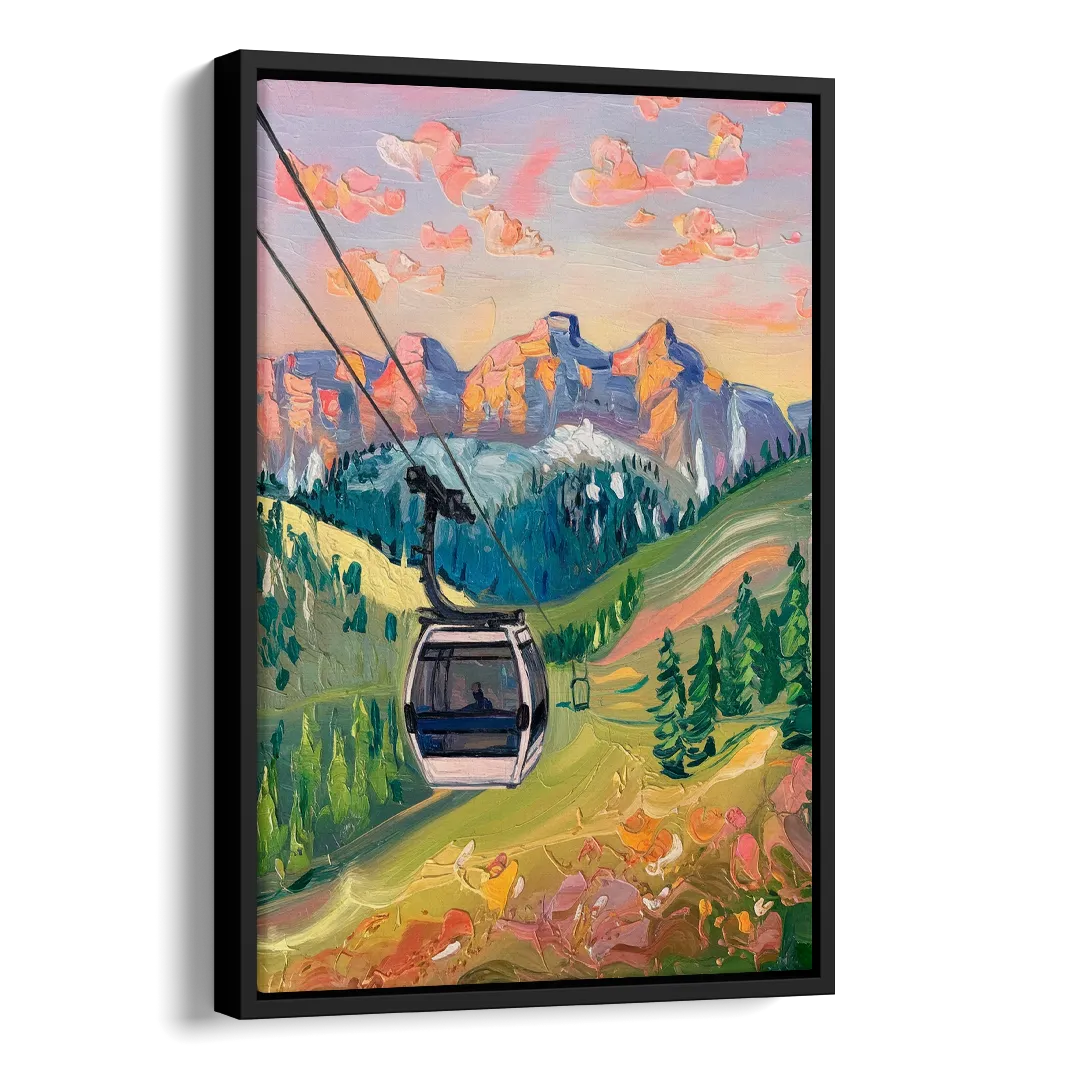 Telluride Scenic Gondola Ride Side - Black Canvas Wall Art