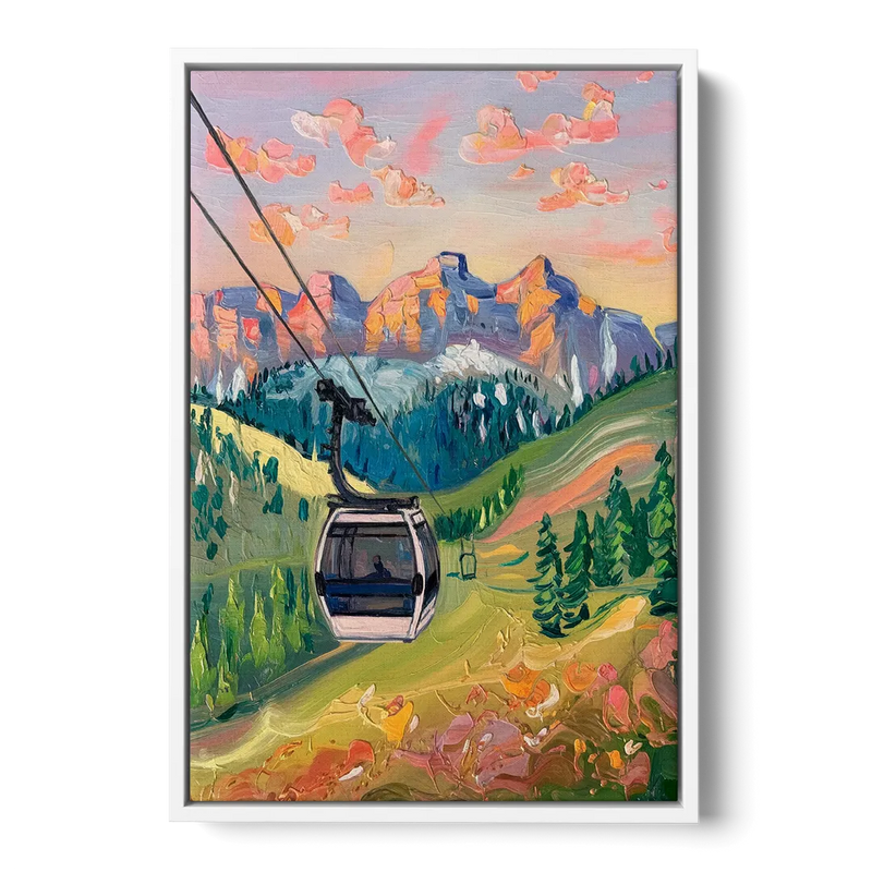 Telluride Scenic Gondola Ride Front - White Canvas Wall Art