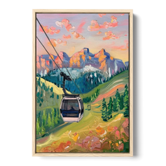 Telluride Scenic Gondola Ride - Oak Framed Canvas Wall Art - Front