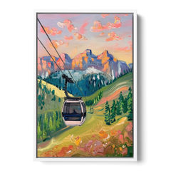 Telluride Scenic Gondola Ride - White Framed Canvas Wall Art - Front