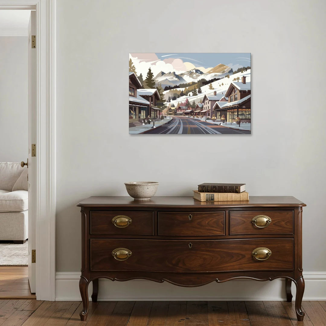 Telluride Ski Village View - Canvas Wall Art - Coffee Table - 36x24