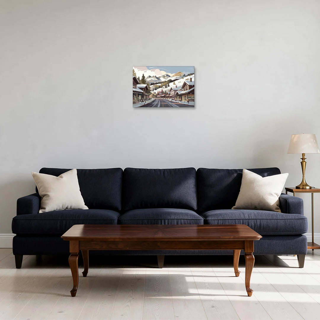 Telluride Ski Village View - Canvas Wall Art - Sofa - 18x12