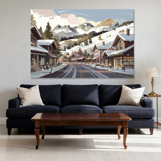 Telluride Ski Village View - Canvas Wall Art - Sofa - 60x40