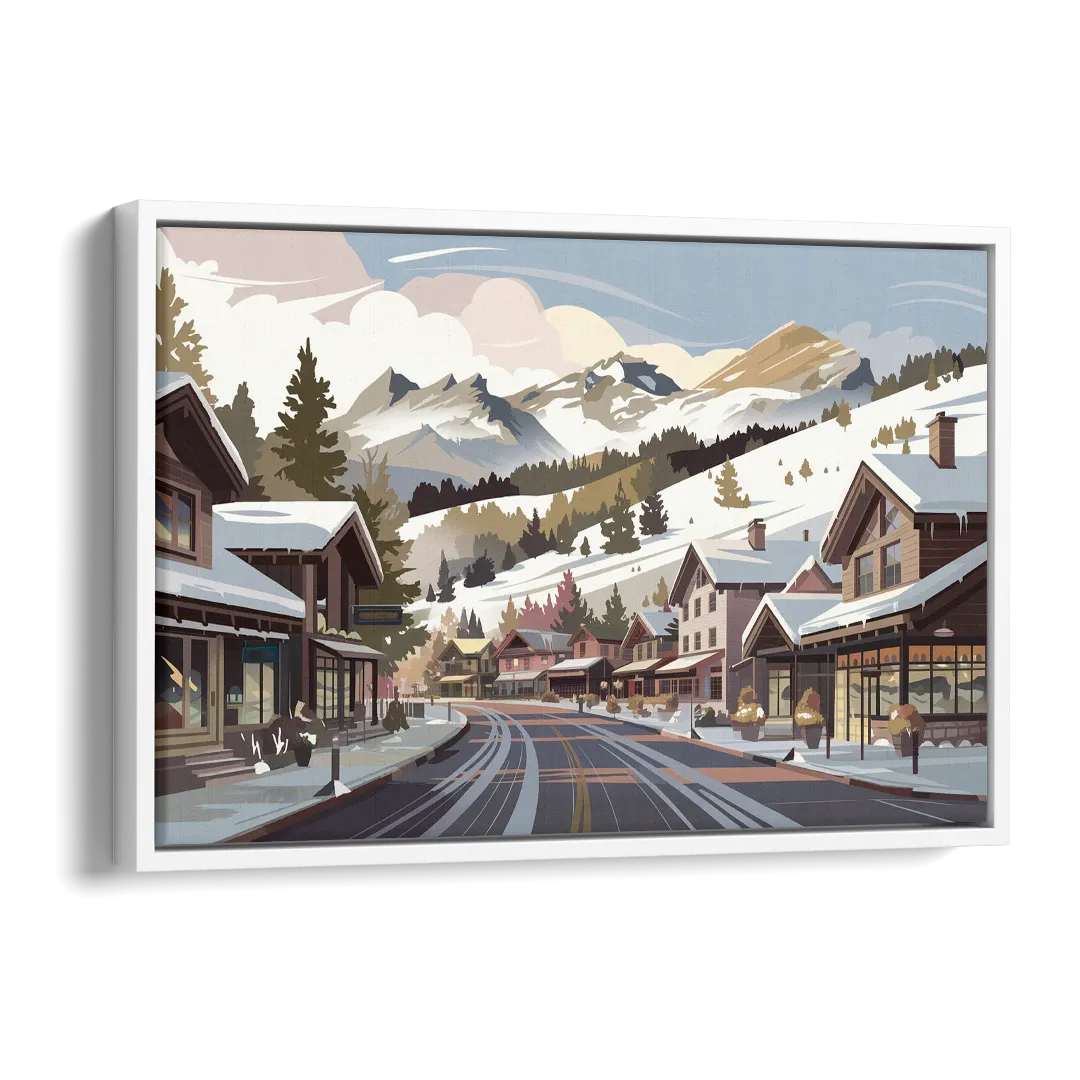 Telluride Ski Village View Side - White Canvas Wall Art