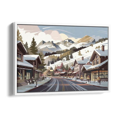 Telluride Ski Village View Side - White Canvas Wall Art