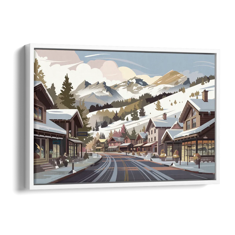 Telluride Ski Village View Side - White Canvas Wall Art