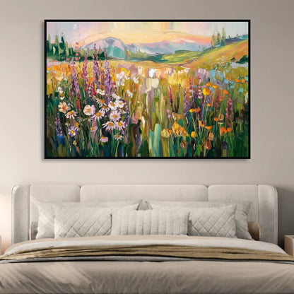 Telluride Summer Wildflowers Sitting Room - Black Canvas Wall Art