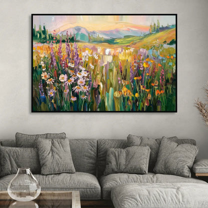 Telluride Summer Wildflowers Living Room - Black Canvas Wall Art