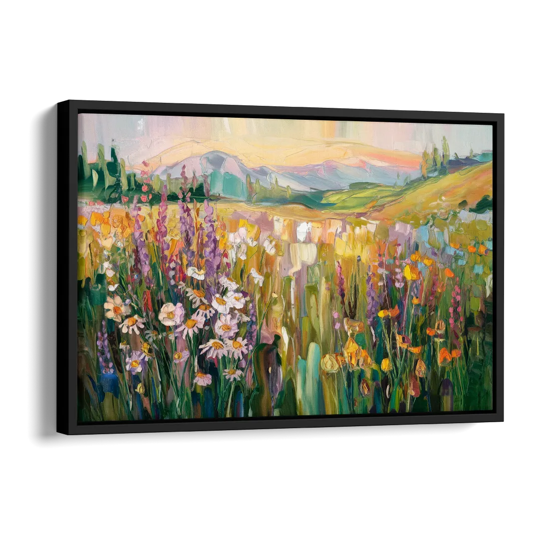 Telluride Summer Wildflowers Side - Black Canvas Wall Art