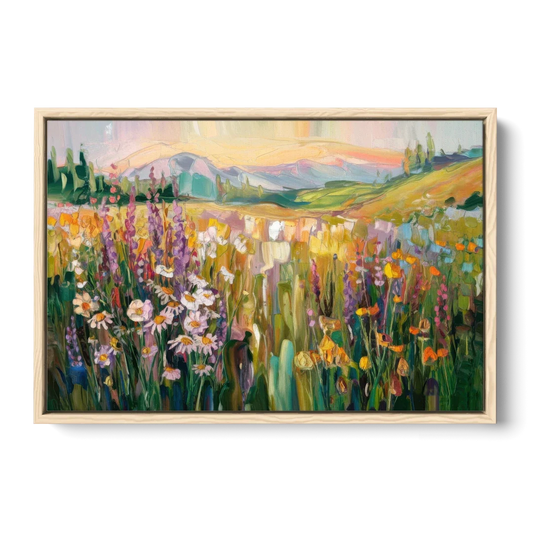 Telluride Summer Wildflowers - Oak Framed Canvas Wall Art - Front