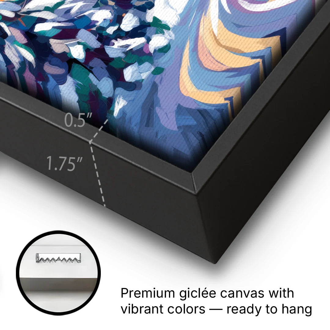 Telluride Winter Wonderland - Black Framed Canvas Wall Art - Gallery Wrap Corner