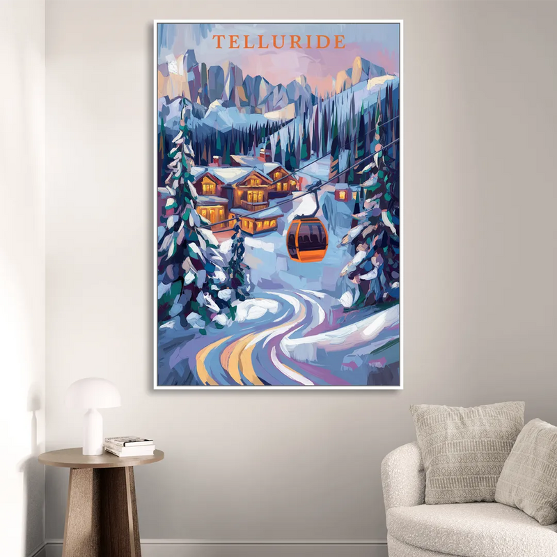 Telluride Winter Wonderland Sitting Room - White Canvas Wall Art