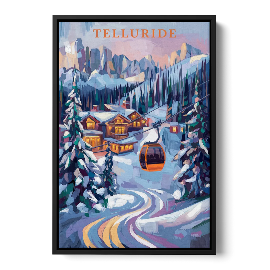 Telluride Winter Wonderland Front - Black Canvas Wall Art