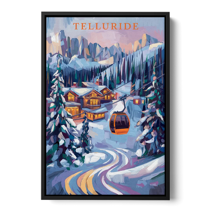 Telluride Winter Wonderland Front - Black Canvas Wall Art