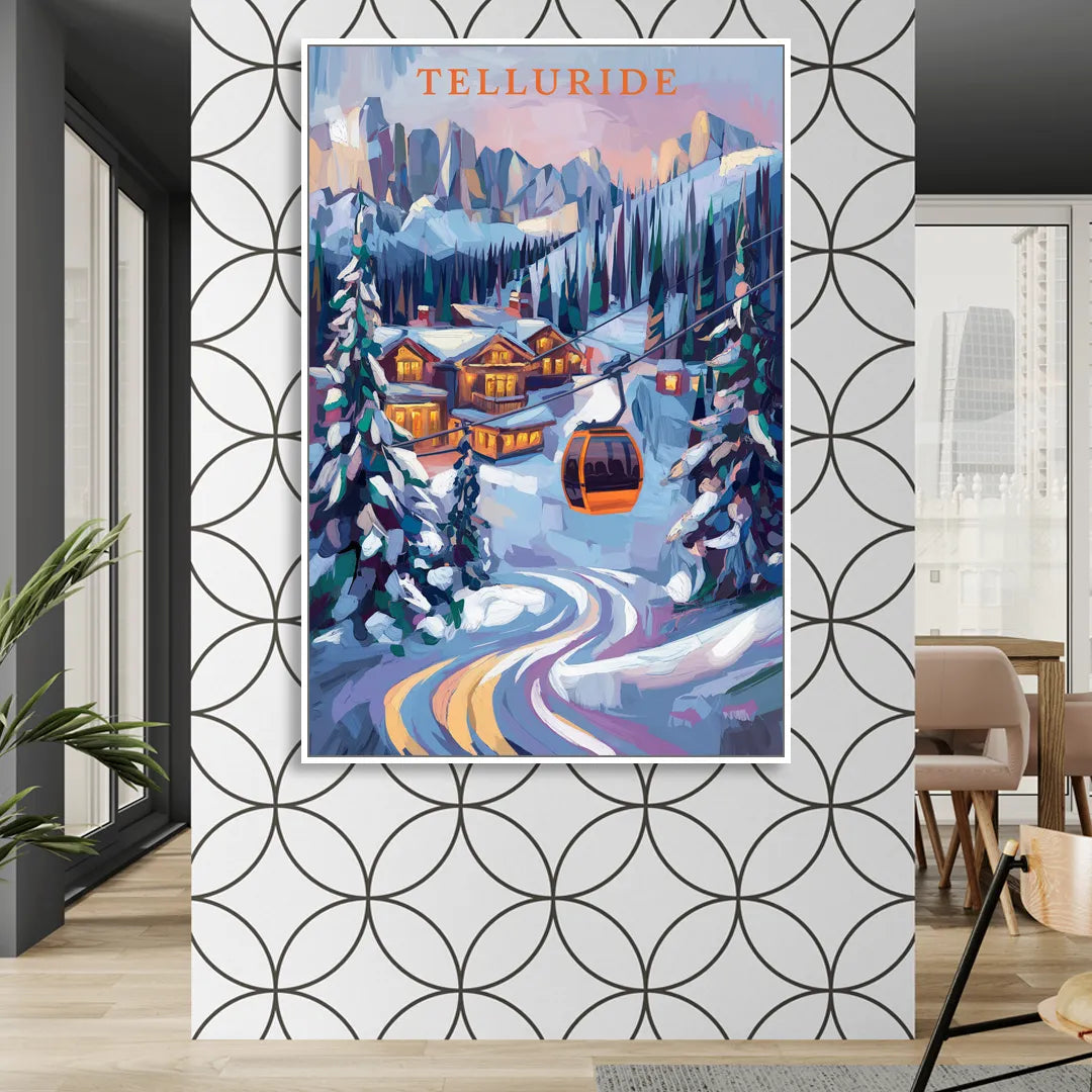 Telluride Winter Wonderland Living Room - White Canvas Wall Art