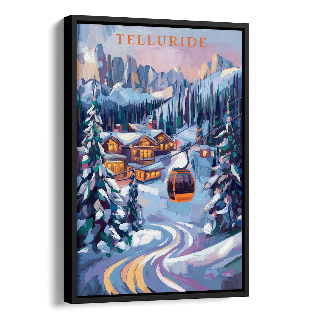 Telluride Winter Wonderland Side - Black Canvas Wall Art